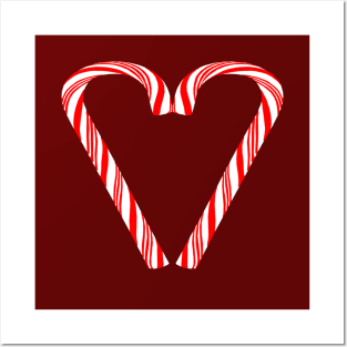 Peppermint Christmas Candy Cane Heart Posters and Art